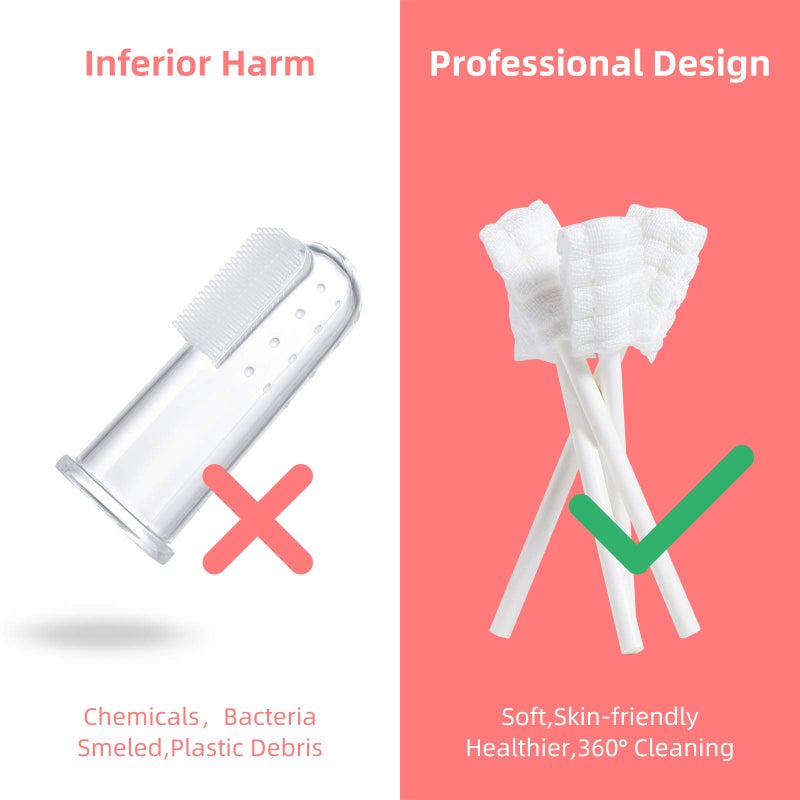 dearlomum Baby Tongue Cleaner, Newborn Toothbrush, 48PCS Disposable Infant Clean Mouth,Gauze Gum Cleaner Baby Oral Cleaning Stick Dental Care for 0-36 Month - Image 4